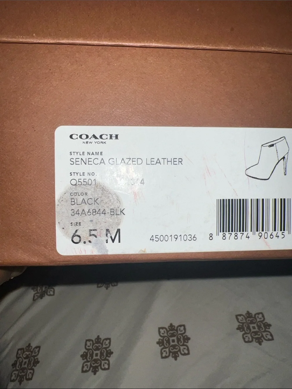 Coach Black Leather Zip Side Women's Ankle Booties